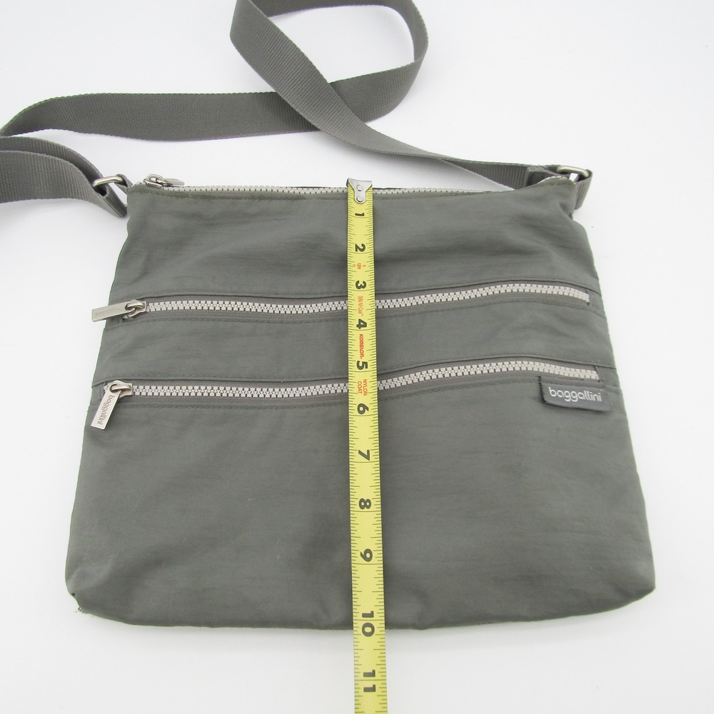 Baggallini Gray Nylon Crossbody Bag Triple Zip Travel Purse Adjustable Strap - Picture 8 of 8